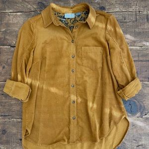 Anthropologie corduroy top- mustard